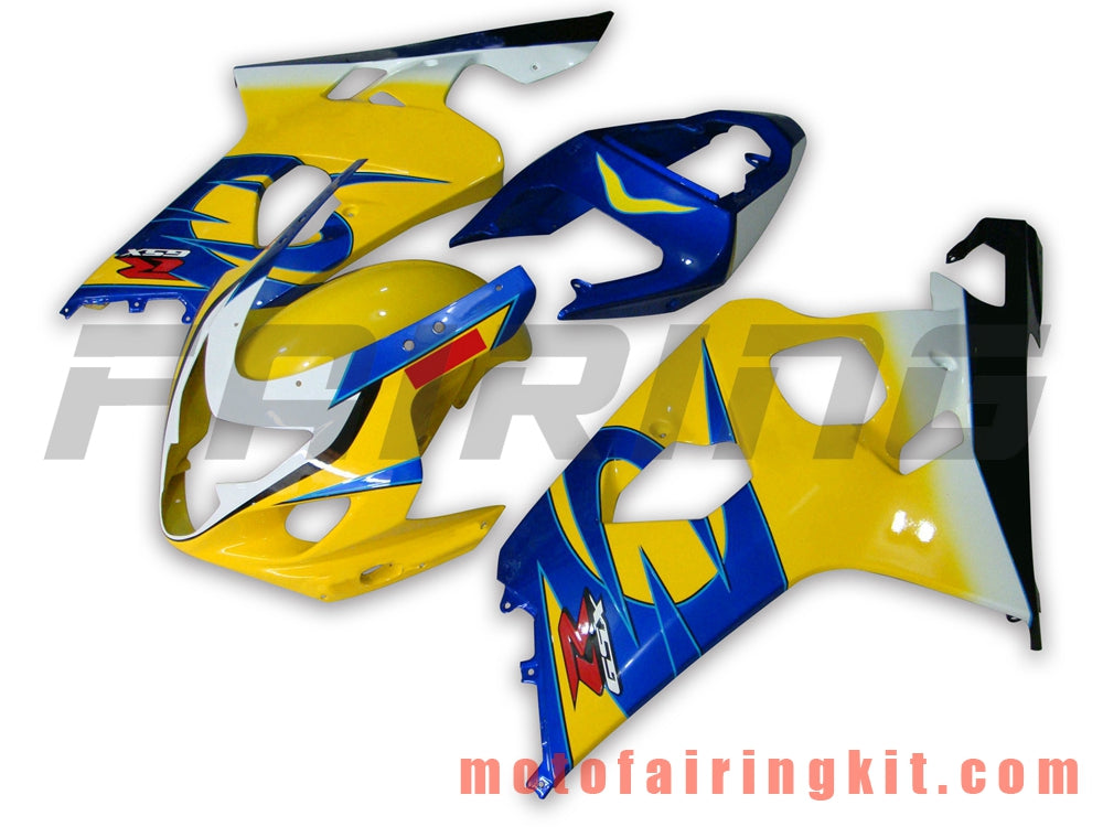 Fairing Kits Fit for GSX-R750 GSX-R600 K4 2004 2005 GSXR 600 750 K4 04 05 Plastic ABS Injection Mold Complete Motorcycle Body Aftermarket Bodywork Frame (Yellow & Blue) B062