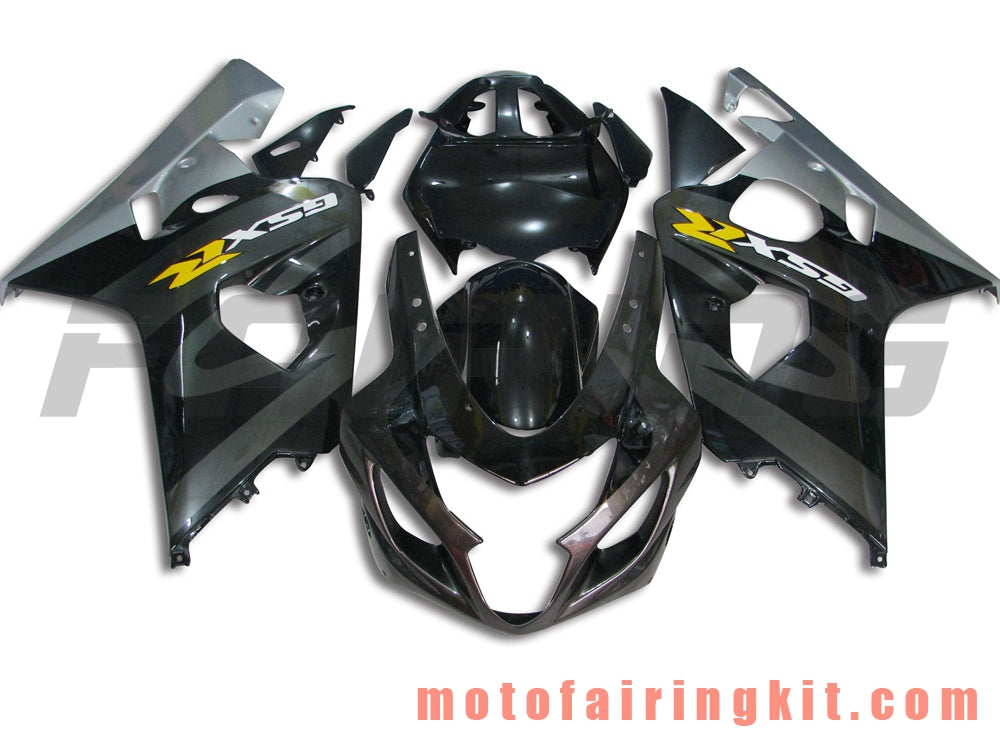 Fairing Kits Fit for GSX-R750 GSX-R600 K4 2004 2005 GSXR 600 750 K4 04 05 Plastic ABS Injection Mold Complete Motorcycle Body Aftermarket Bodywork Frame (Black & Silver) B065