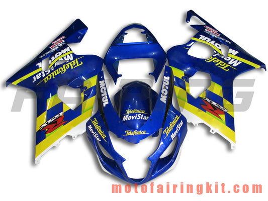 Kits de carenado aptos para GSX-R750 GSX-R600 K4 2004 2005 GSXR 600 750 K4 04 05 Molde de inyección de plástico ABS Carrocería completa para motocicleta Carrocería de posventa Marco (azul y amarillo) B066