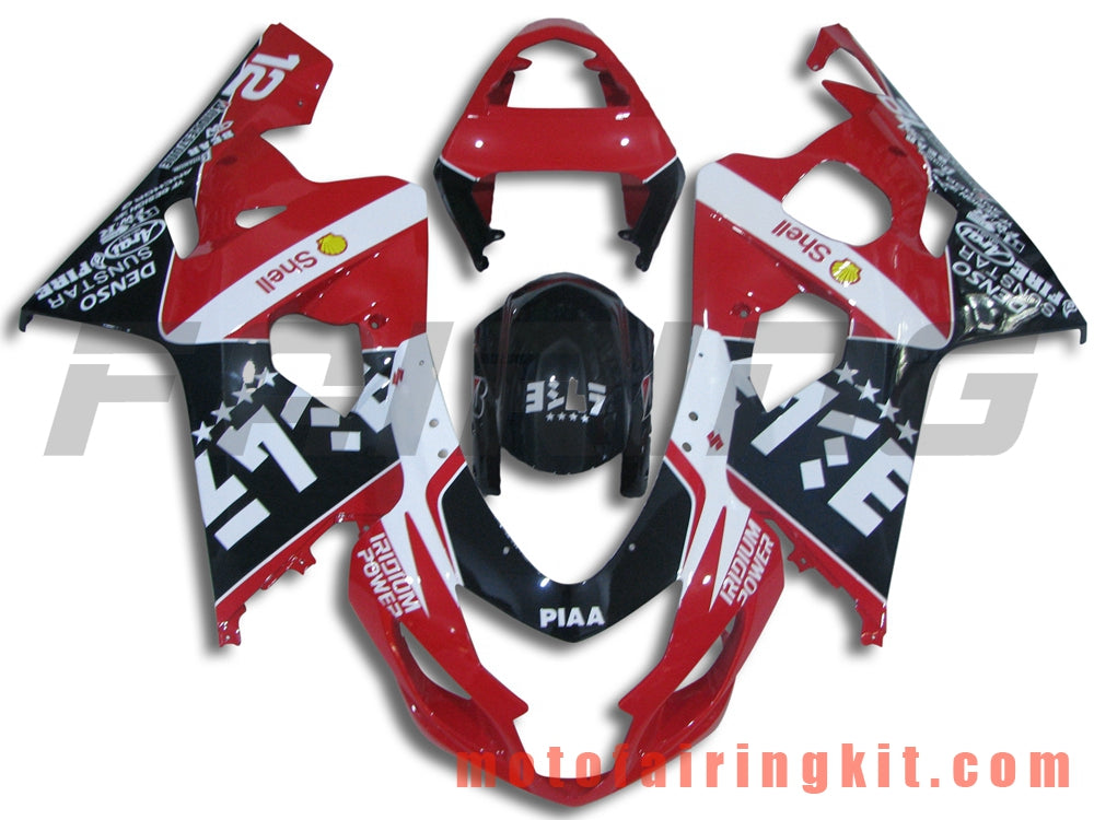 Fairing Kits Fit for GSX-R750 GSX-R600 K4 2004 2005 GSXR 600 750 K4 04 05 Plastic ABS Injection Mold Complete Motorcycle Body Aftermarket Bodywork Frame (Red & Black) B070