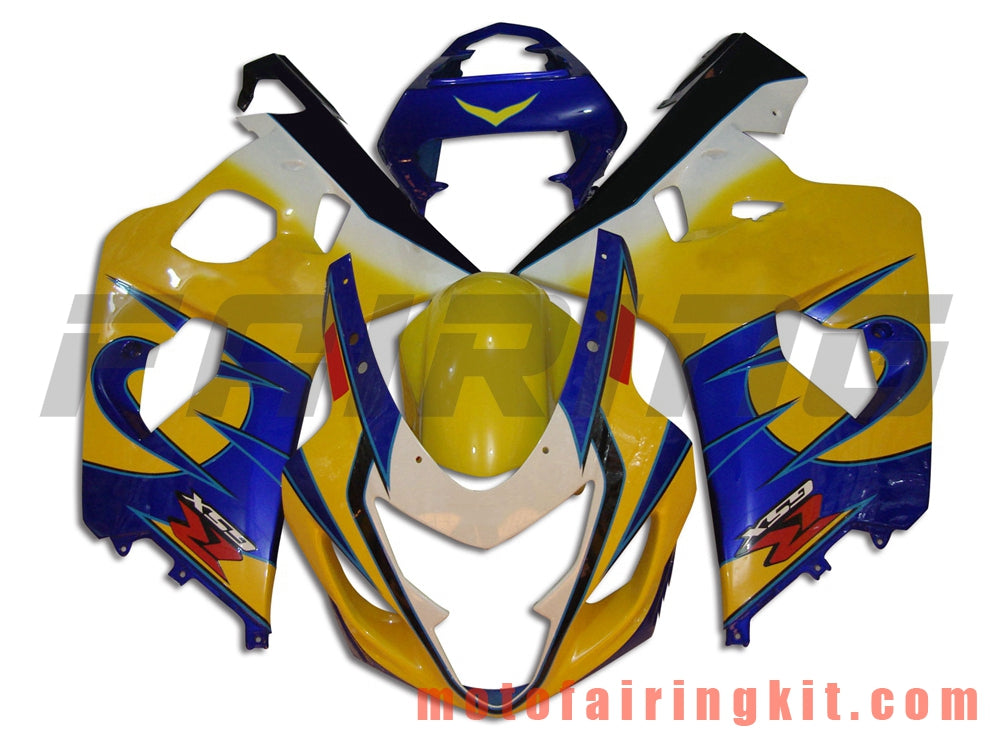 Fairing Kits Fit for GSX-R750 GSX-R600 K4 2004 2005 GSXR 600 750 K4 04 05 Plastic ABS Injection Mold Complete Motorcycle Body Aftermarket Bodywork Frame (Yellow & Blue) B082