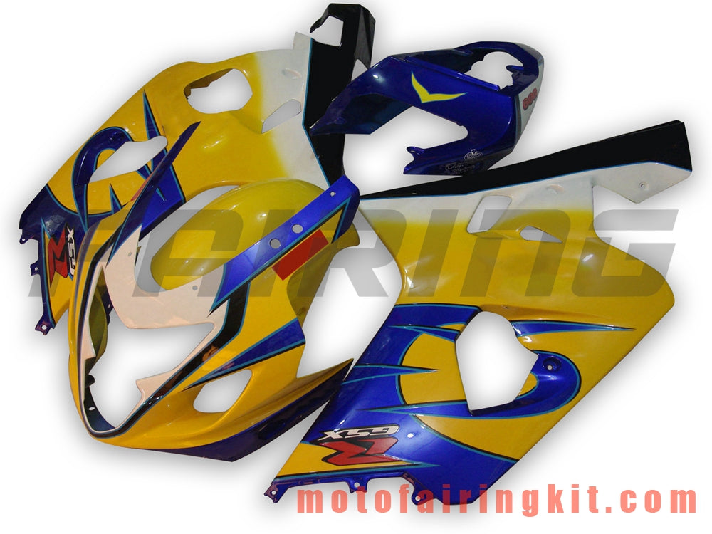 Fairing Kits Fit for GSX-R750 GSX-R600 K4 2004 2005 GSXR 600 750 K4 04 05 Plastic ABS Injection Mold Complete Motorcycle Body Aftermarket Bodywork Frame (Yellow & Blue) B082