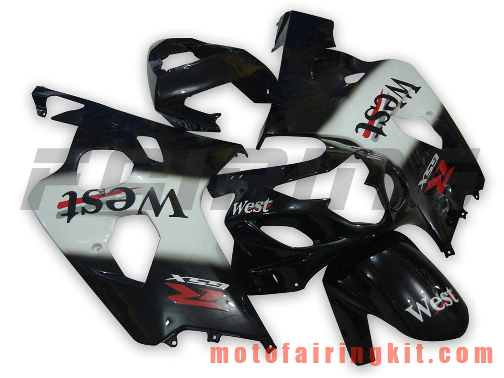 フェアリングキット GSX-R750 GSX-R600 K4 2004 2005 GSXR 600 750 K4 04 05 プラスチック ABS 射出成型 完全なオートバイボディ アフターマーケットボディワークフレーム (ブラック &amp; ホワイト) B091