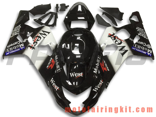 フェアリングキット GSX-R750 GSX-R600 K4 2004 2005 GSXR 600 750 K4 04 05 プラスチック ABS 射出成型 完全なオートバイボディ アフターマーケットボディワークフレーム (ブラック &amp; ホワイト) B098