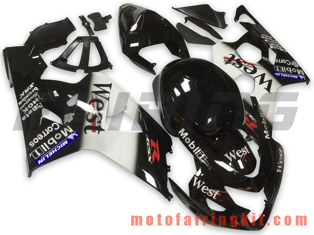 Fairing Kits Fit for GSX-R750 GSX-R600 K4 2004 2005 GSXR 600 750 K4 04 05 Plastic ABS Injection Mold Complete Motorcycle Body Aftermarket Bodywork Frame (Black & White) B098