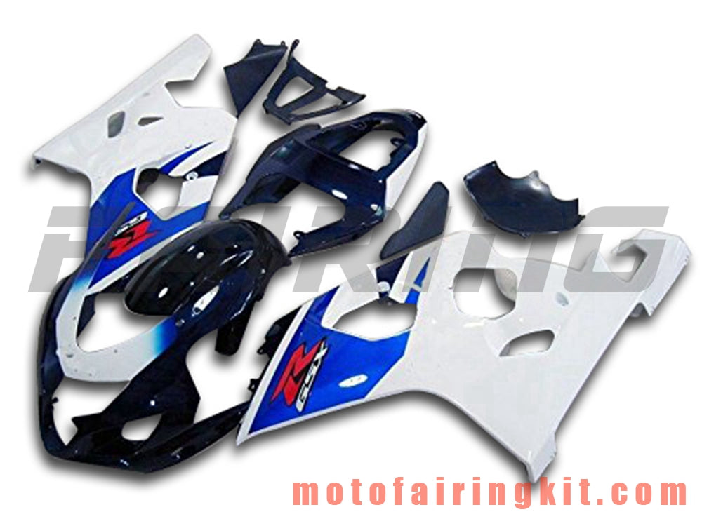 Fairing Kits Fit for GSX-R750 GSX-R600 K4 2004 2005 GSXR 600 750 K4 04 05 Plastic ABS Injection Mold Complete Motorcycle Body Aftermarket Bodywork Frame (Blue & White) B129