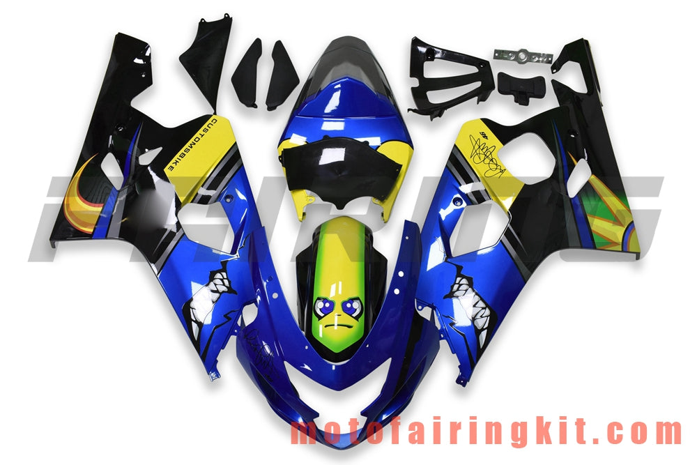 Fairing Kits Fit for GSX-R750 GSX-R600 K4 2004 2005 GSXR 600 750 K4 04 05 Plastic ABS Injection Mold Complete Motorcycle Body Aftermarket Bodywork Frame (Blue & Yellow) B137