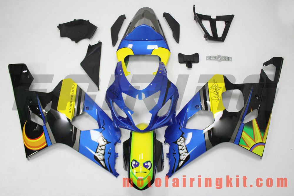 Fairing Kits Fit for GSX-R750 GSX-R600 K4 2004 2005 GSXR 600 750 K4 04 05 Plastic ABS Injection Mold Complete Motorcycle Body Aftermarket Bodywork Frame (Blue & Yellow) B201