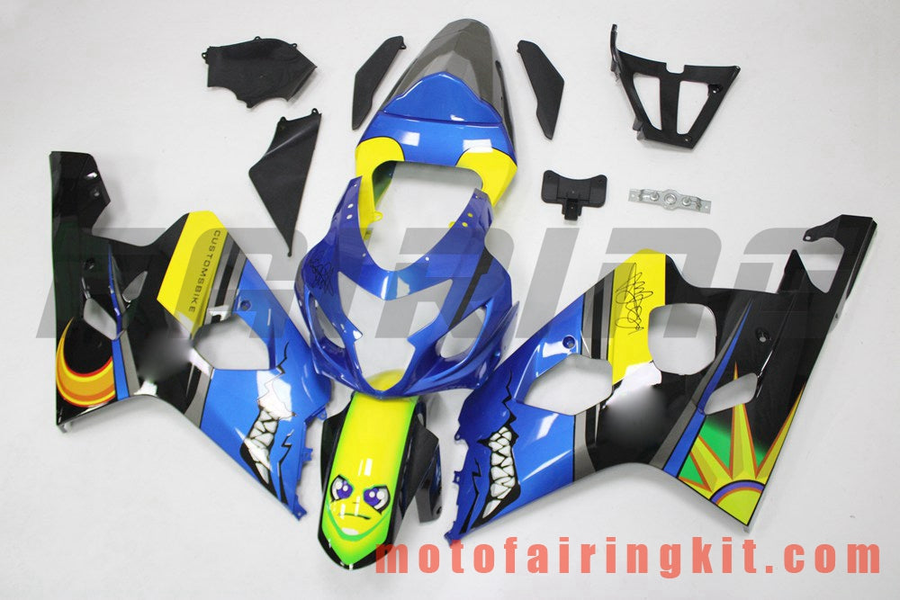 フェアリングキット GSX-R750 GSX-R600 K4 2004 2005 GSXR 600 750 K4 04 05 プラスチック ABS 射出成型 完全なオートバイ車体 アフターマーケット車体フレーム (青と黄) B201