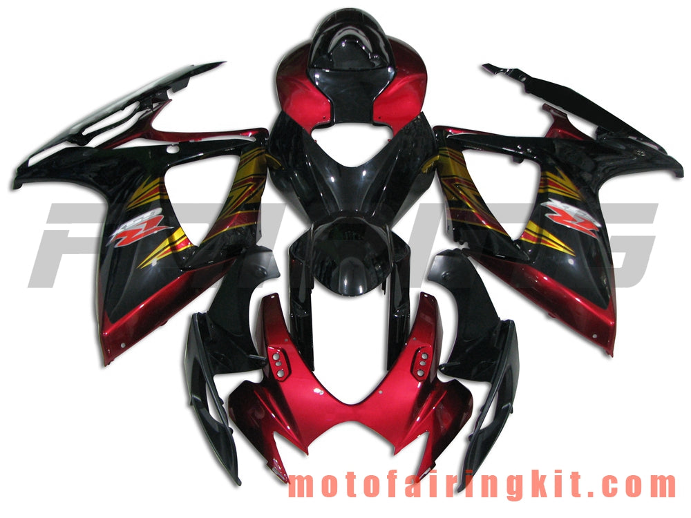 Fairing Kits Fit for GSX-R750 GSX-R600 K6 2006 2007 GSXR 600 750 K6 06 07 Plastic ABS Injection Mold Complete Motorcycle Body Aftermarket Bodywork Frame (Black & Red) B001