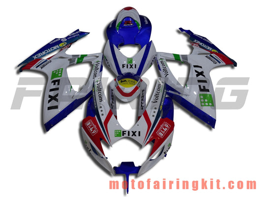 Kits de carenado aptos para GSX-R750 GSX-R600 K6 2006 2007 GSXR 600 750 K6 06 07 Molde de inyección de plástico ABS Carrocería completa para motocicleta Carrocería del mercado de accesorios Marco (azul y blanco) B003