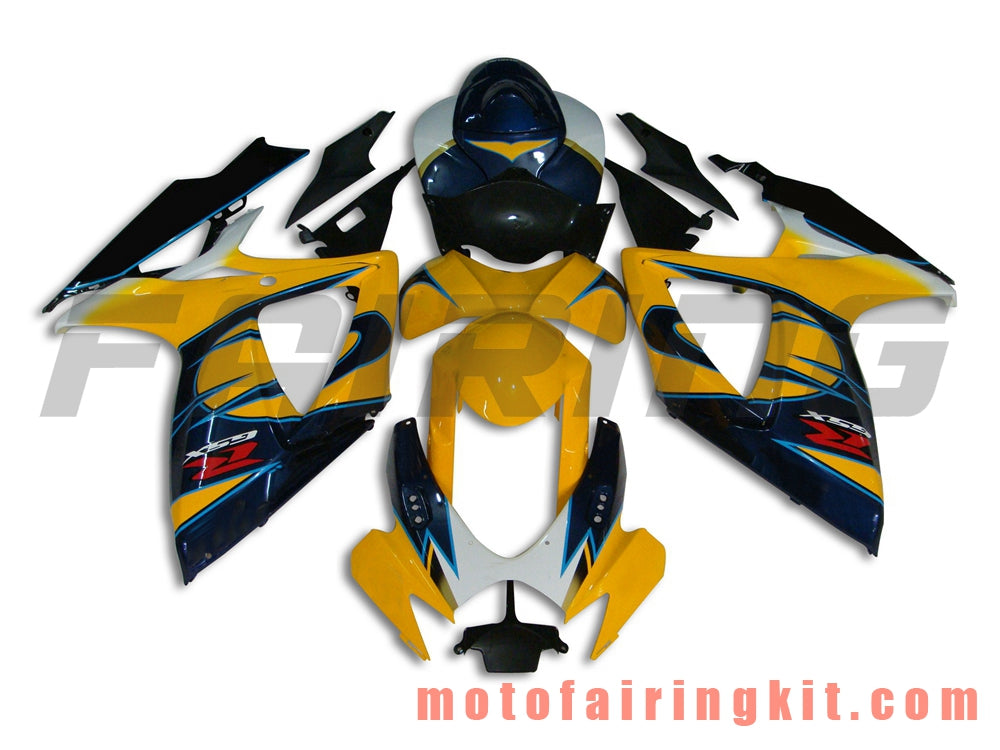 Kits de carenado aptos para GSX-R750 GSX-R600 K6 2006 2007 GSXR 600 750 K6 06 07 Molde de inyección de plástico ABS Carrocería completa para motocicleta Carrocería del mercado de accesorios Marco (amarillo y azul) B005