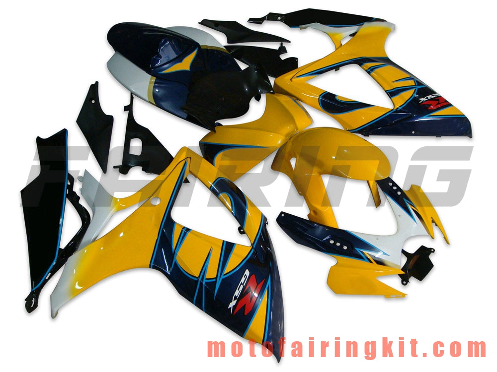 Kits de carenado aptos para GSX-R750 GSX-R600 K6 2006 2007 GSXR 600 750 K6 06 07 Molde de inyección de plástico ABS Carrocería completa para motocicleta Carrocería del mercado de accesorios Marco (amarillo y azul) B005