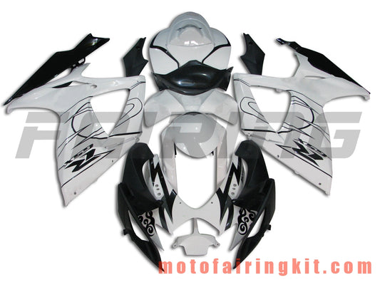 Fairing Kits Fit for GSX-R750 GSX-R600 K6 2006 2007 GSXR 600 750 K6 06 07 Plastic ABS Injection Mold Complete Motorcycle Body Aftermarket Bodywork Frame (White & Black) B007