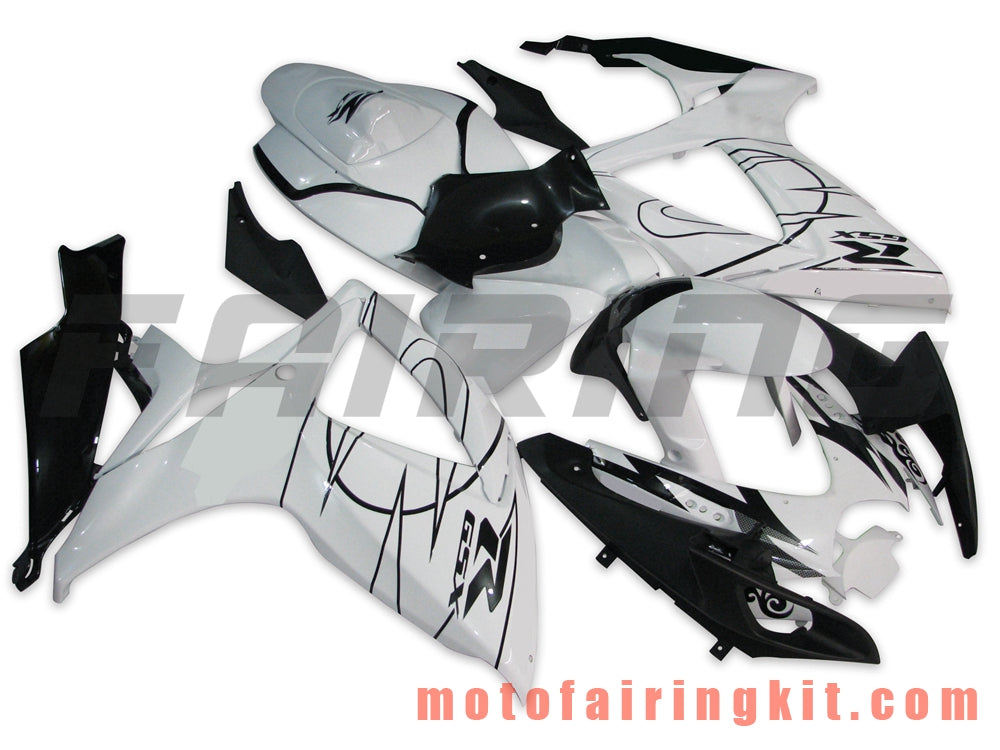 Fairing Kits Fit for GSX-R750 GSX-R600 K6 2006 2007 GSXR 600 750 K6 06 07 Plastic ABS Injection Mold Complete Motorcycle Body Aftermarket Bodywork Frame (White & Black) B007