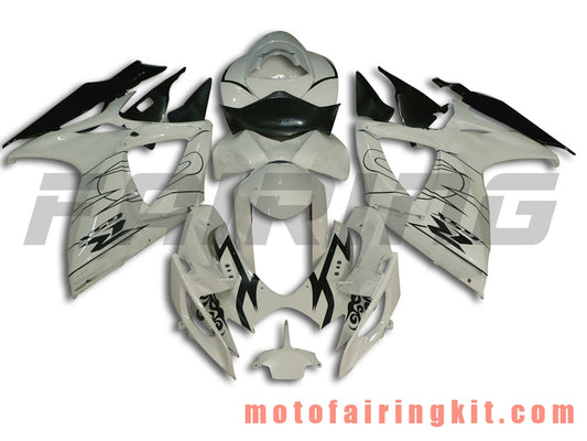 Fairing Kits Fit for GSX-R750 GSX-R600 K6 2006 2007 GSXR 600 750 K6 06 07 Plastic ABS Injection Mold Complete Motorcycle Body Aftermarket Bodywork Frame (White & Black) B009