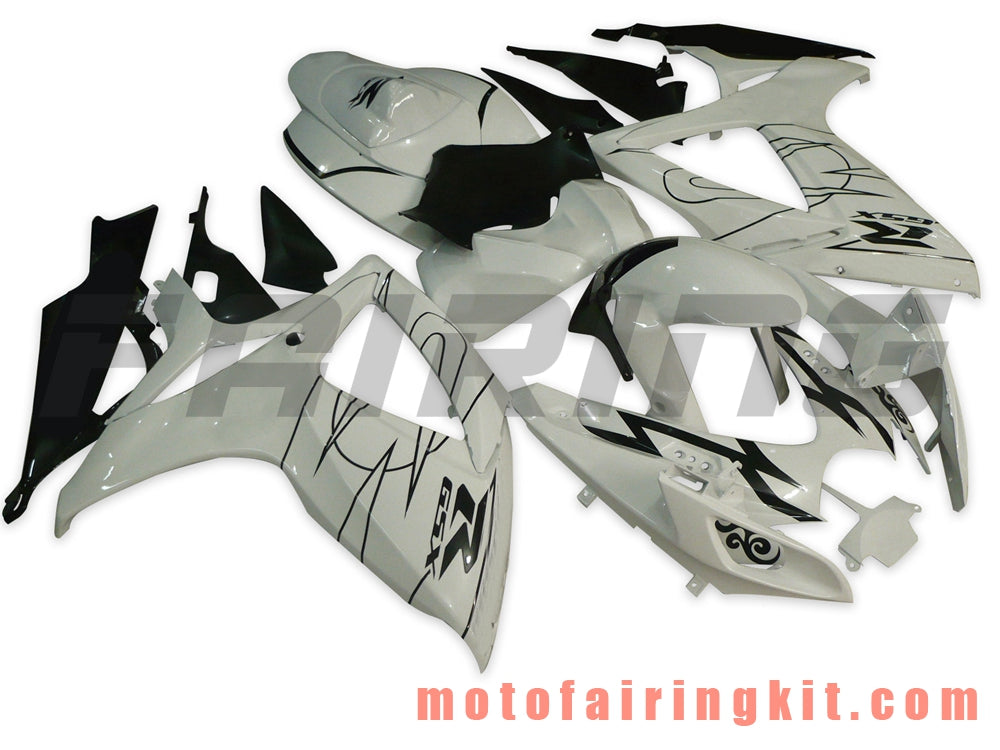 フェアリングキット GSX-R750 GSX-R600 K6 2006 2007 GSXR 600 750 K6 06 07 プラスチック ABS 射出成形 完全なオートバイボディ アフターマーケットボディワークフレーム (ホワイト &amp; ブラック) B009