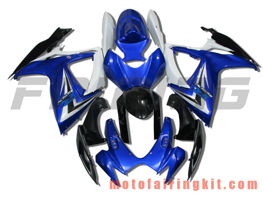 フェアリングキット GSX-R750 GSX-R600 K6 2006 2007 GSXR 600 750 K6 06 07 プラスチック ABS 射出成型 完全なオートバイ車体 アフターマーケット車体フレーム (ブルー &amp; ホワイト) B018