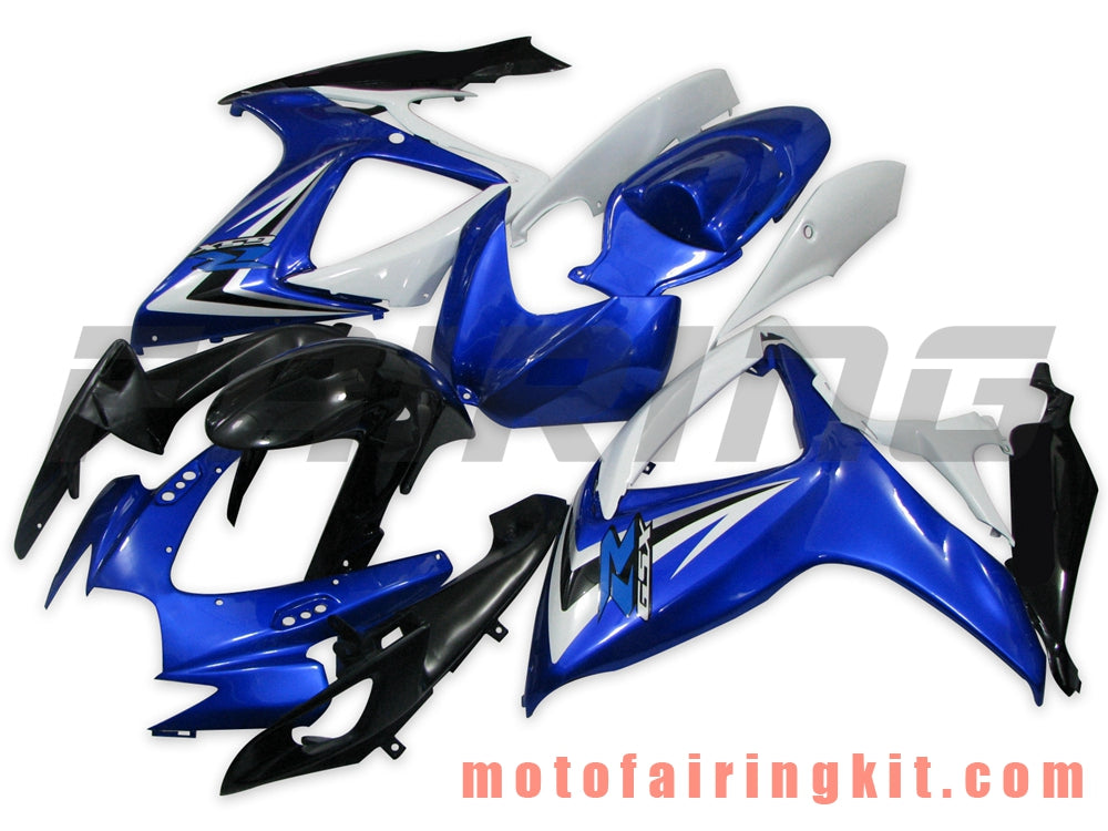 フェアリングキット GSX-R750 GSX-R600 K6 2006 2007 GSXR 600 750 K6 06 07 プラスチック ABS 射出成型 完全なオートバイ車体 アフターマーケット車体フレーム (ブルー &amp; ホワイト) B018