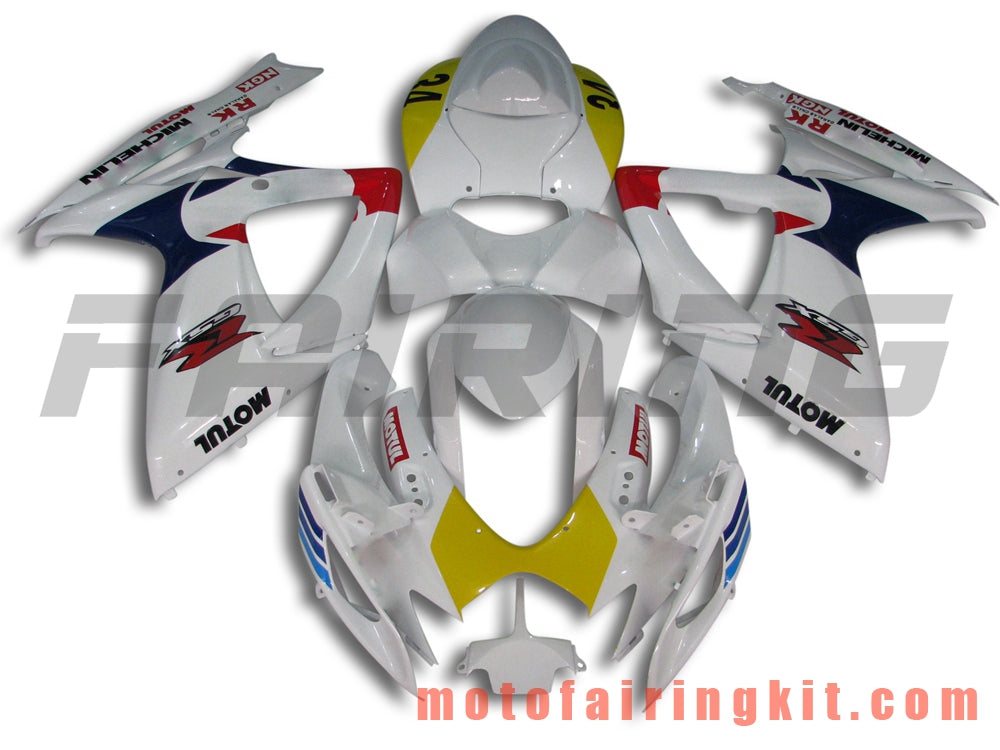 Kits de carenado aptos para GSX-R750 GSX-R600 K6 2006 2007 GSXR 600 750 K6 06 07 Molde de inyección de plástico ABS Carrocería completa para motocicleta Marco de carrocería de posventa (blanco y amarillo) B019