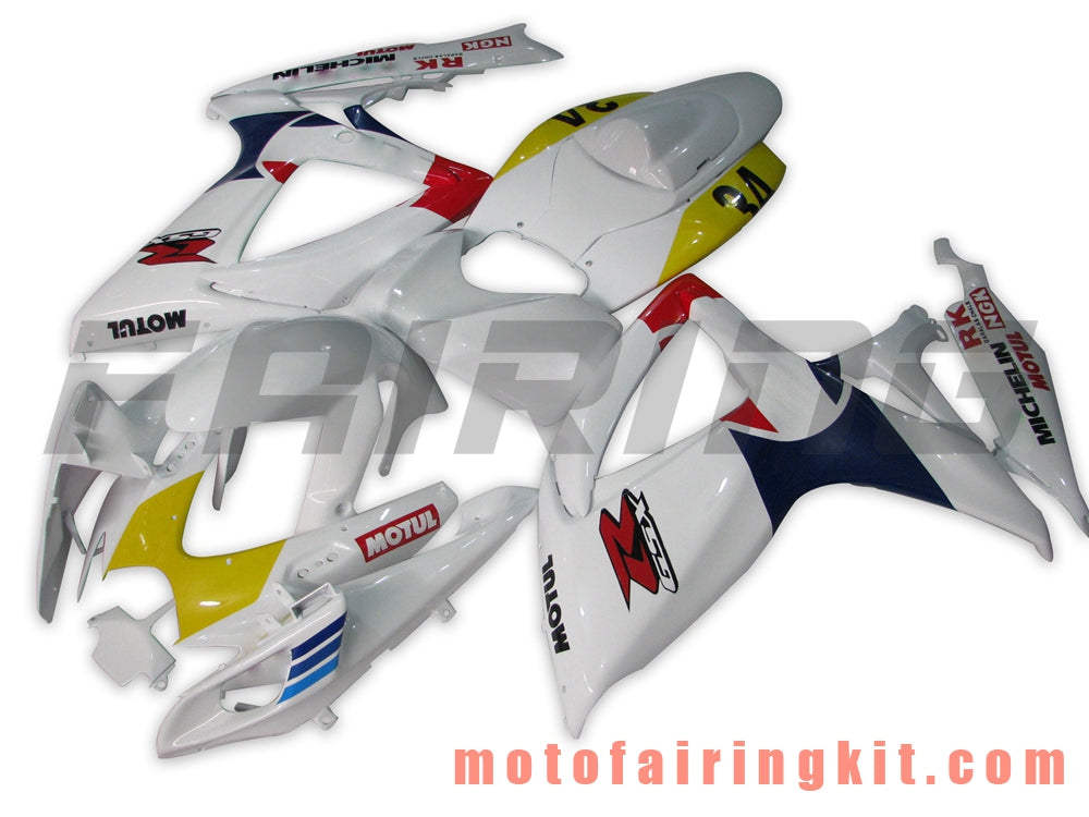 Kits de carenado aptos para GSX-R750 GSX-R600 K6 2006 2007 GSXR 600 750 K6 06 07 Molde de inyección de plástico ABS Carrocería completa para motocicleta Marco de carrocería de posventa (blanco y amarillo) B019