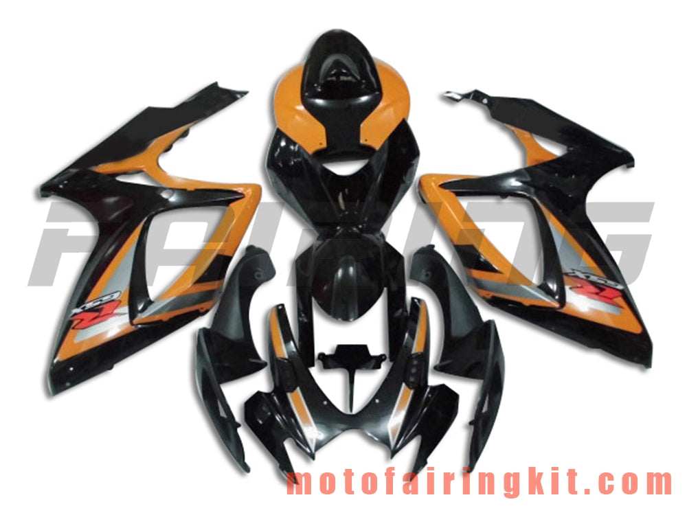 Fairing Kits Fit for GSX-R750 GSX-R600 K6 2006 2007 GSXR 600 750 K6 06 07 Plastic ABS Injection Mold Complete Motorcycle Body Aftermarket Bodywork Frame (Black & Orange) B020