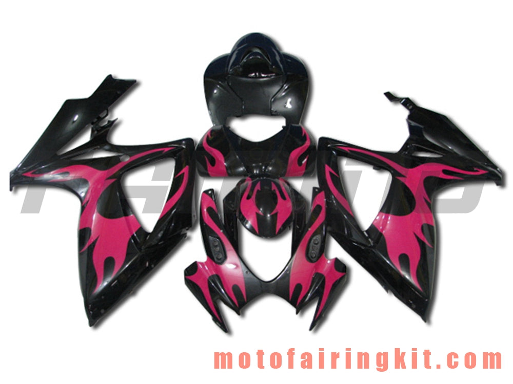 Fairing Kits Fit for GSX-R750 GSX-R600 K6 2006 2007 GSXR 600 750 K6 06 07 Plastic ABS Injection Mold Complete Motorcycle Body Aftermarket Bodywork Frame (Black & Pink) B021