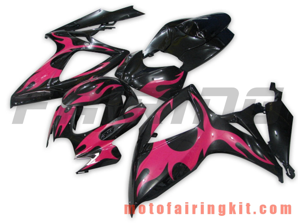 Fairing Kits Fit for GSX-R750 GSX-R600 K6 2006 2007 GSXR 600 750 K6 06 07 Plastic ABS Injection Mold Complete Motorcycle Body Aftermarket Bodywork Frame (Black & Pink) B021