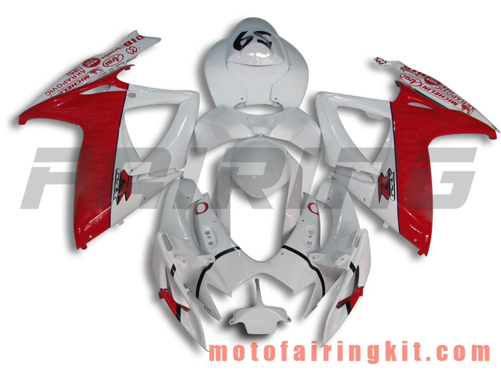 Kits de carenado aptos para GSX-R750 GSX-R600 K6 2006 2007 GSXR 600 750 K6 06 07 Molde de inyección de plástico ABS Carrocería completa para motocicleta Marco de carrocería de posventa (blanco y rojo) B024