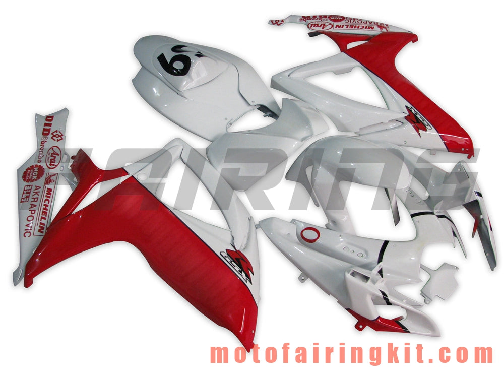 Kits de carenado aptos para GSX-R750 GSX-R600 K6 2006 2007 GSXR 600 750 K6 06 07 Molde de inyección de plástico ABS Carrocería completa para motocicleta Marco de carrocería de posventa (blanco y rojo) B024