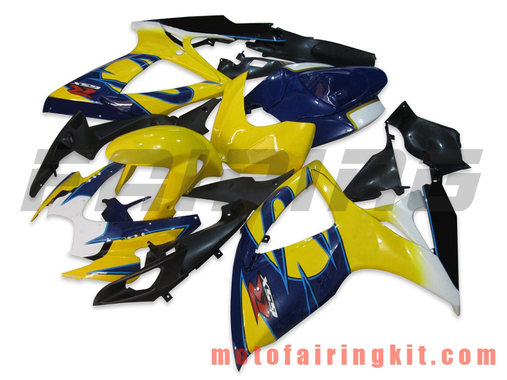 フェアリングキット GSX-R750 GSX-R600 K6 2006 2007 GSXR 600 750 K6 06 07 プラスチック ABS 射出成型 完全なオートバイ車体 アフターマーケット車体フレーム (イエロー &amp; ブルー) B026