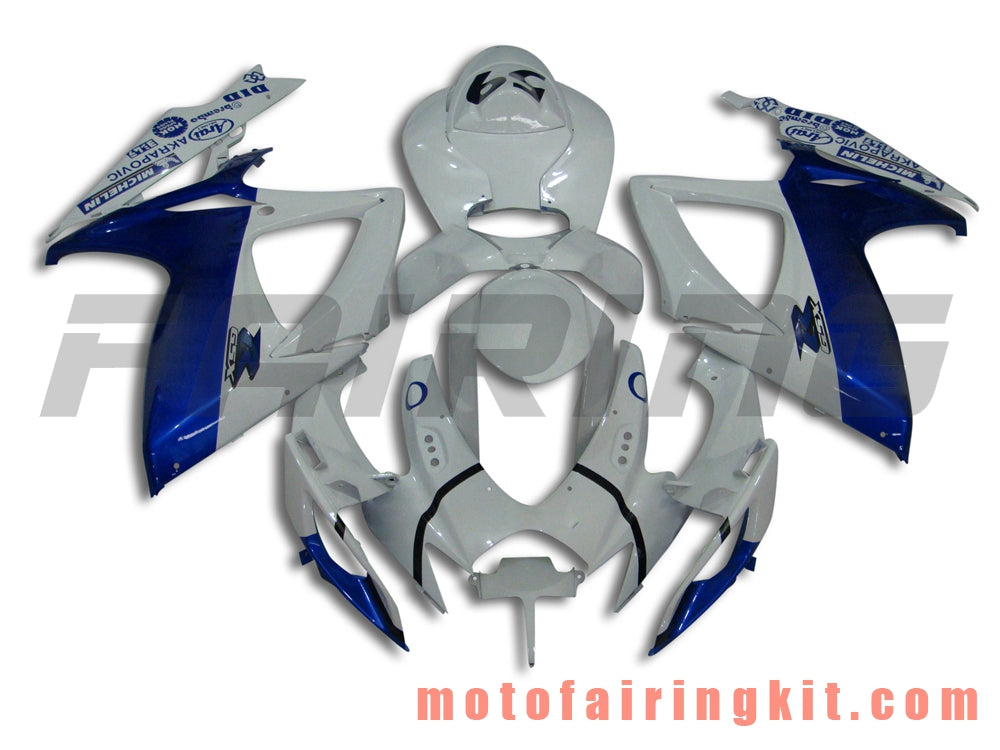 Fairing Kits Fit for GSX-R750 GSX-R600 K6 2006 2007 GSXR 600 750 K6 06 07 Plastic ABS Injection Mold Complete Motorcycle Body Aftermarket Bodywork Frame (White & Blue) B030