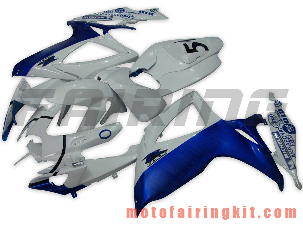 Fairing Kits Fit for GSX-R750 GSX-R600 K6 2006 2007 GSXR 600 750 K6 06 07 Plastic ABS Injection Mold Complete Motorcycle Body Aftermarket Bodywork Frame (White & Blue) B030