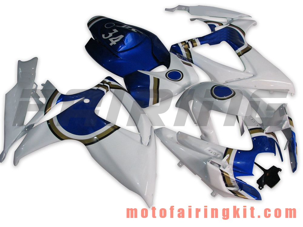 Fairing Kits Fit for GSX-R750 GSX-R600 K6 2006 2007 GSXR 600 750 K6 06 07 Plastic ABS Injection Mold Complete Motorcycle Body Aftermarket Bodywork Frame (White & Blue) B031