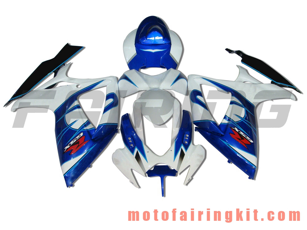 Fairing Kits Fit for GSX-R750 GSX-R600 K6 2006 2007 GSXR 600 750 K6 06 07 Plastic ABS Injection Mold Complete Motorcycle Body Aftermarket Bodywork Frame (White & Blue) B032