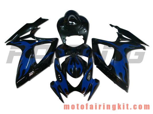 フェアリングキット GSX-R750 GSX-R600 K6 2006 2007 GSXR 600 750 K6 06 07 プラスチック ABS 射出成型 完全なオートバイ車体 アフターマーケット車体フレーム (ブラック &amp; ブルー) B035