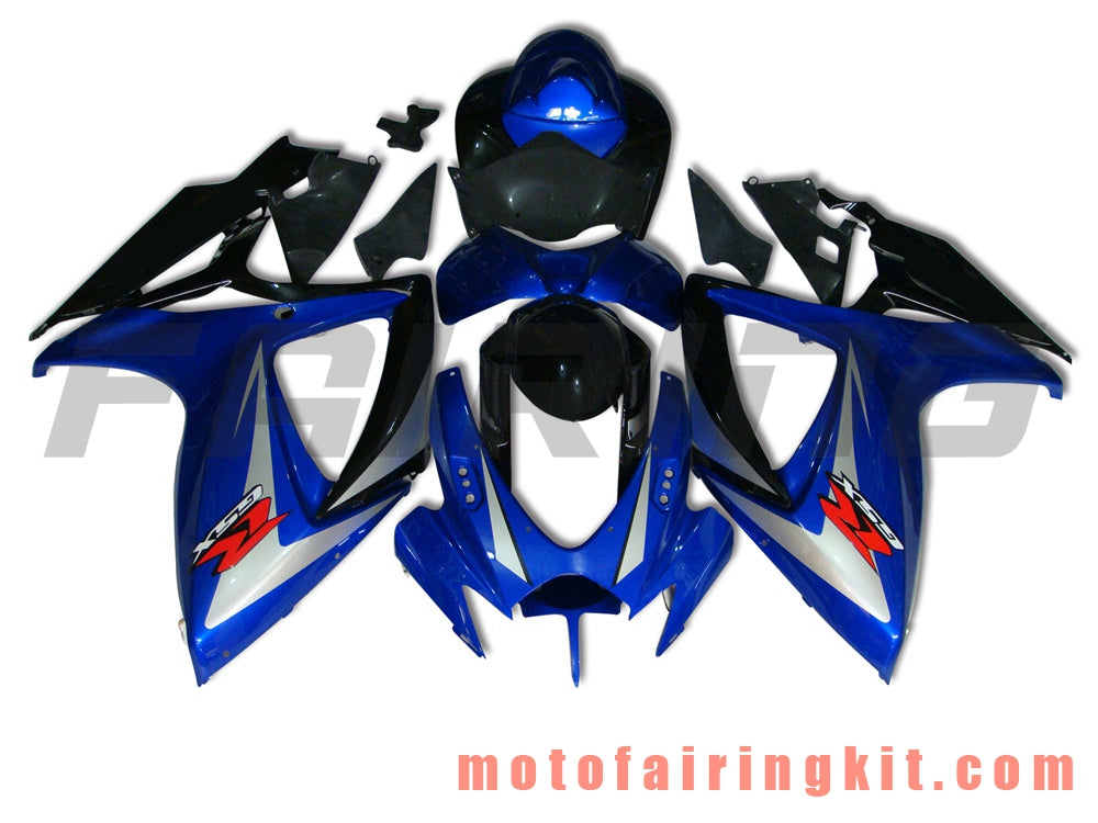 フェアリングキット GSX-R750 GSX-R600 K6 2006 2007 GSXR 600 750 K6 06 07 プラスチック ABS 射出成型 完全なオートバイ車体 アフターマーケット車体フレーム (ブルー &amp; ブラック) B037