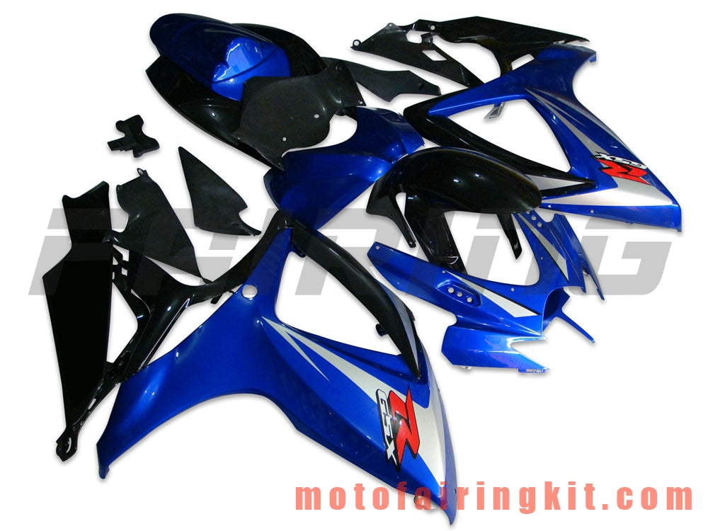 フェアリングキット GSX-R750 GSX-R600 K6 2006 2007 GSXR 600 750 K6 06 07 プラスチック ABS 射出成型 完全なオートバイ車体 アフターマーケット車体フレーム (ブルー &amp; ブラック) B037