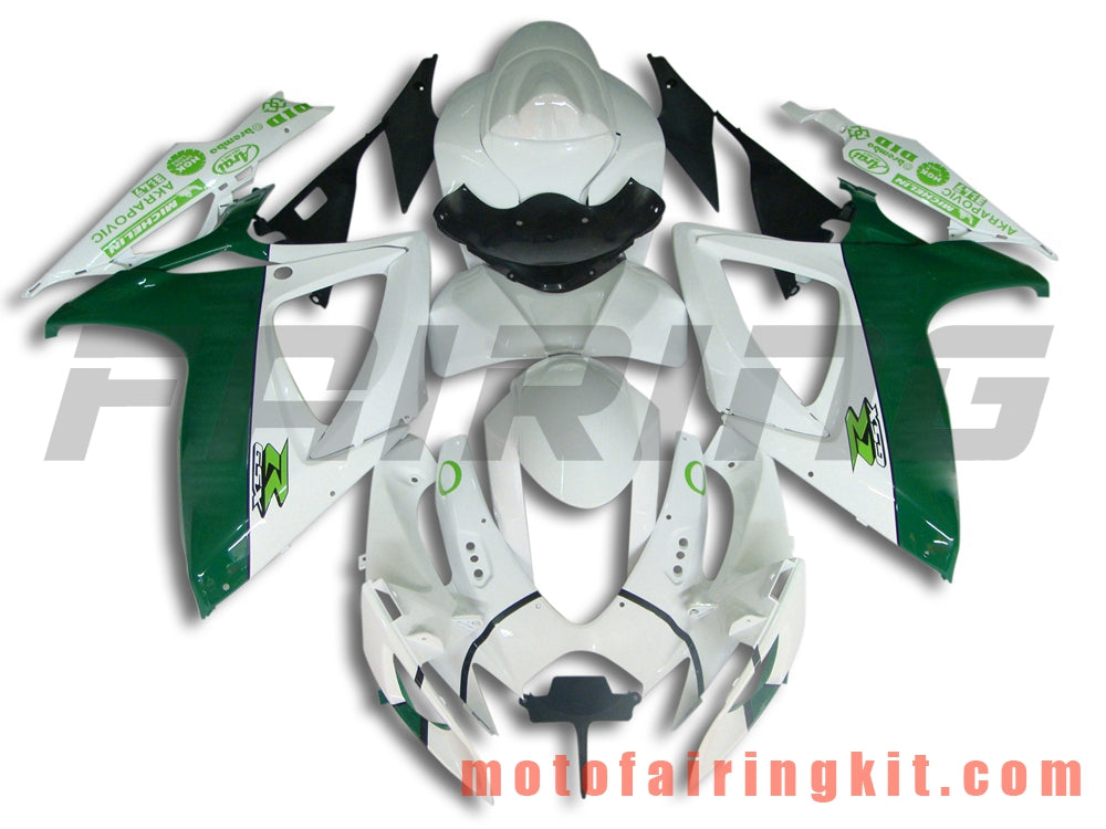 Fairing Kits Fit for GSX-R750 GSX-R600 K6 2006 2007 GSXR 600 750 K6 06 07 Plastic ABS Injection Mold Complete Motorcycle Body Aftermarket Bodywork Frame (White & Green) B038