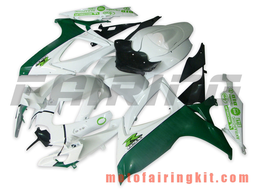 Fairing Kits Fit for GSX-R750 GSX-R600 K6 2006 2007 GSXR 600 750 K6 06 07 Plastic ABS Injection Mold Complete Motorcycle Body Aftermarket Bodywork Frame (White & Green) B038