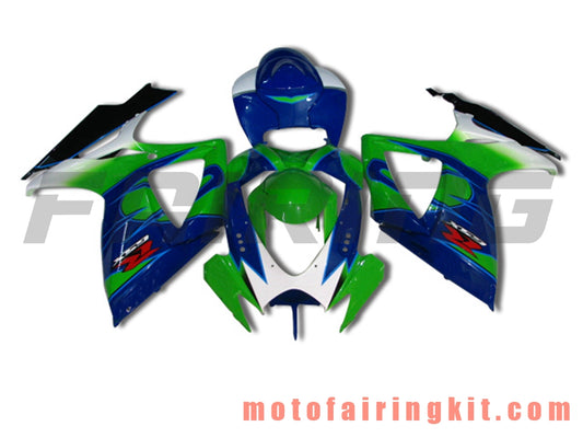 Kits de carenado aptos para GSX-R750 GSX-R600 K6 2006 2007 GSXR 600 750 K6 06 07 Molde de inyección de plástico ABS Carrocería completa para motocicleta Marco de carrocería de posventa (verde y azul) B039