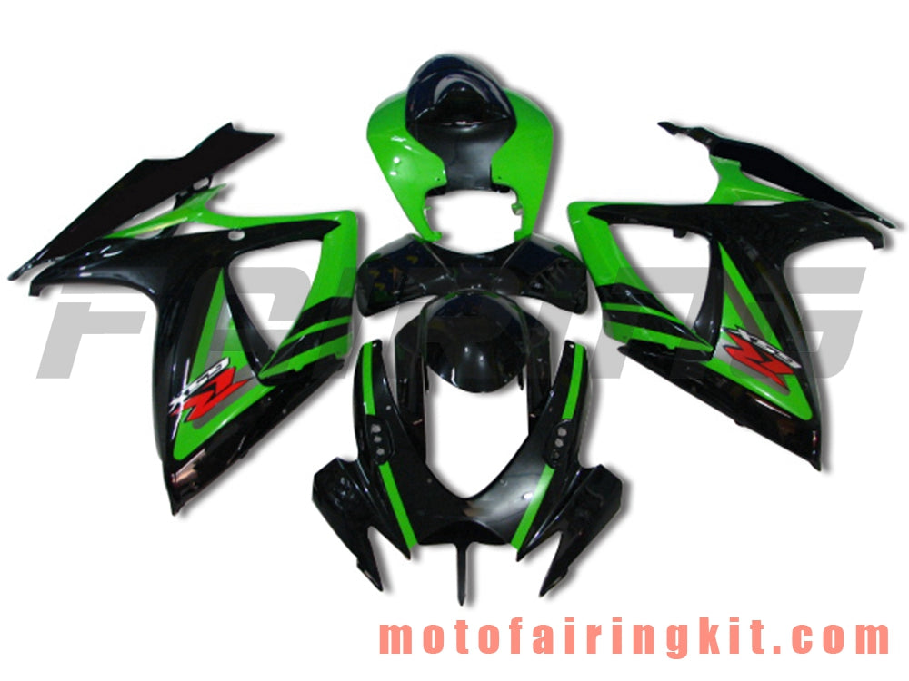 Kits de carenado aptos para GSX-R750 GSX-R600 K6 2006 2007 GSXR 600 750 K6 06 07 Molde de inyección de plástico ABS Carrocería completa para motocicleta Marco de carrocería de posventa (negro y verde) B040