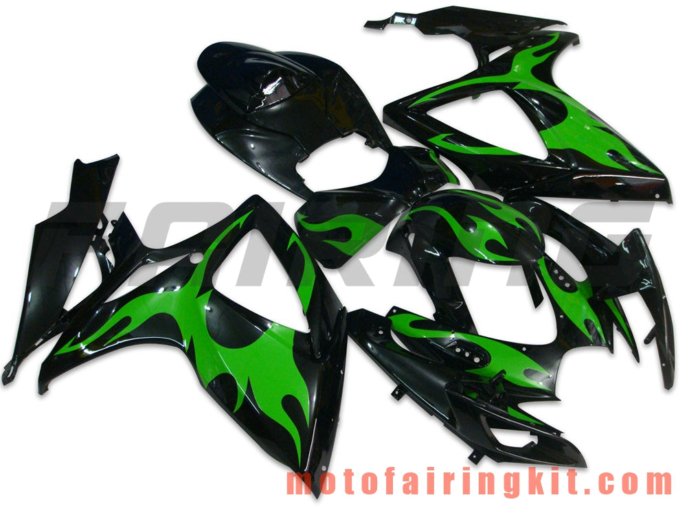 フェアリングキット GSX-R750 GSX-R600 K6 2006 2007 GSXR 600 750 K6 06 07 プラスチック ABS 射出成型 完全なオートバイ車体 アフターマーケット車体フレーム (ブラック &amp; グリーン) B041