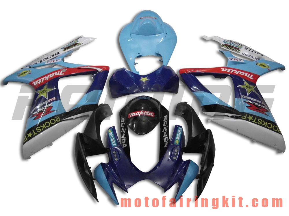 フェアリングキット GSX-R750 GSX-R600 K6 2006 2007 GSXR 600 750 K6 06 07 プラスチック ABS 射出成型 完全なオートバイ車体 アフターマーケット車体フレーム (ブルー &amp; ブラック) B043