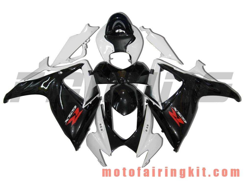 フェアリングキット GSX-R750 GSX-R600 K6 2006 2007 GSXR 600 750 K6 06 07 プラスチック ABS 射出成型 完全なオートバイ車体 アフターマーケット車体フレーム (ブラック &amp; ホワイト) B045