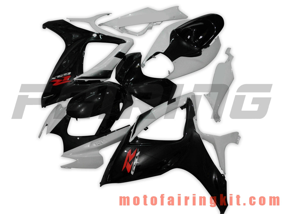 フェアリングキット GSX-R750 GSX-R600 K6 2006 2007 GSXR 600 750 K6 06 07 プラスチック ABS 射出成型 完全なオートバイ車体 アフターマーケット車体フレーム (ブラック &amp; ホワイト) B045