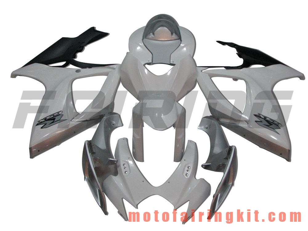 Fairing Kits Fit for GSX-R750 GSX-R600 K6 2006 2007 GSXR 600 750 K6 06 07 Plastic ABS Injection Mold Complete Motorcycle Body Aftermarket Bodywork Frame (White & Silver) B046