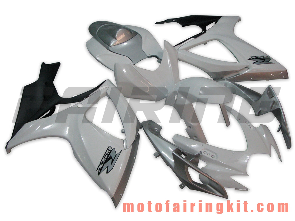 Fairing Kits Fit for GSX-R750 GSX-R600 K6 2006 2007 GSXR 600 750 K6 06 07 Plastic ABS Injection Mold Complete Motorcycle Body Aftermarket Bodywork Frame (White & Silver) B046