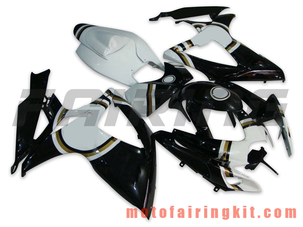 Fairing Kits Fit for GSX-R750 GSX-R600 K6 2006 2007 GSXR 600 750 K6 06 07 Plastic ABS Injection Mold Complete Motorcycle Body Aftermarket Bodywork Frame (Black & White) B047