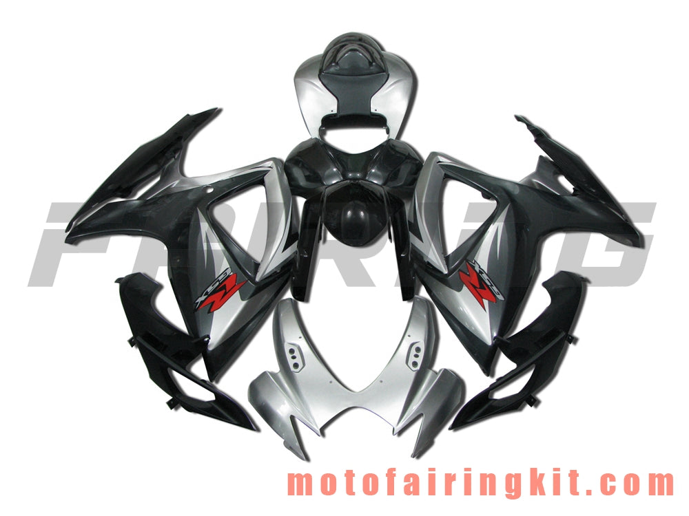 Fairing Kits Fit for GSX-R750 GSX-R600 K6 2006 2007 GSXR 600 750 K6 06 07 Plastic ABS Injection Mold Complete Motorcycle Body Aftermarket Bodywork Frame (Black & Silver) B056